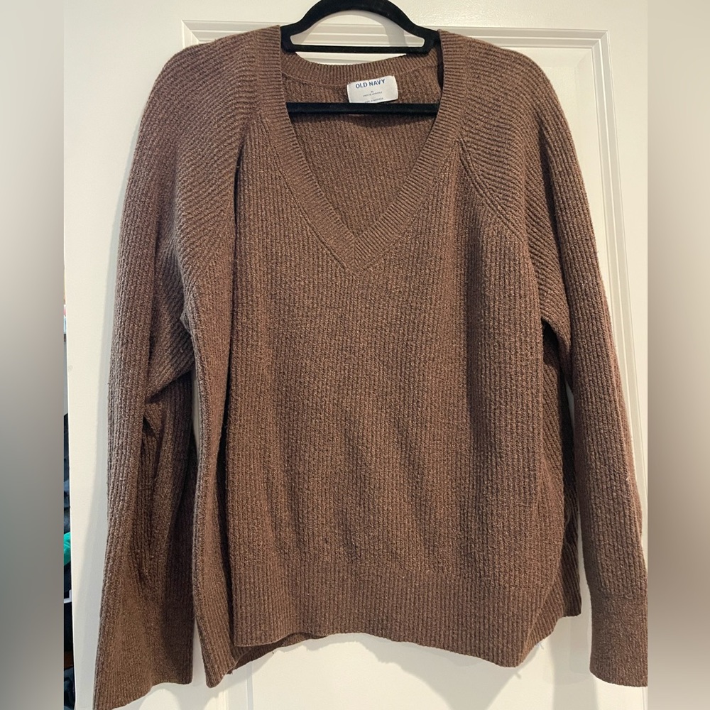 Brown v-neck sweater